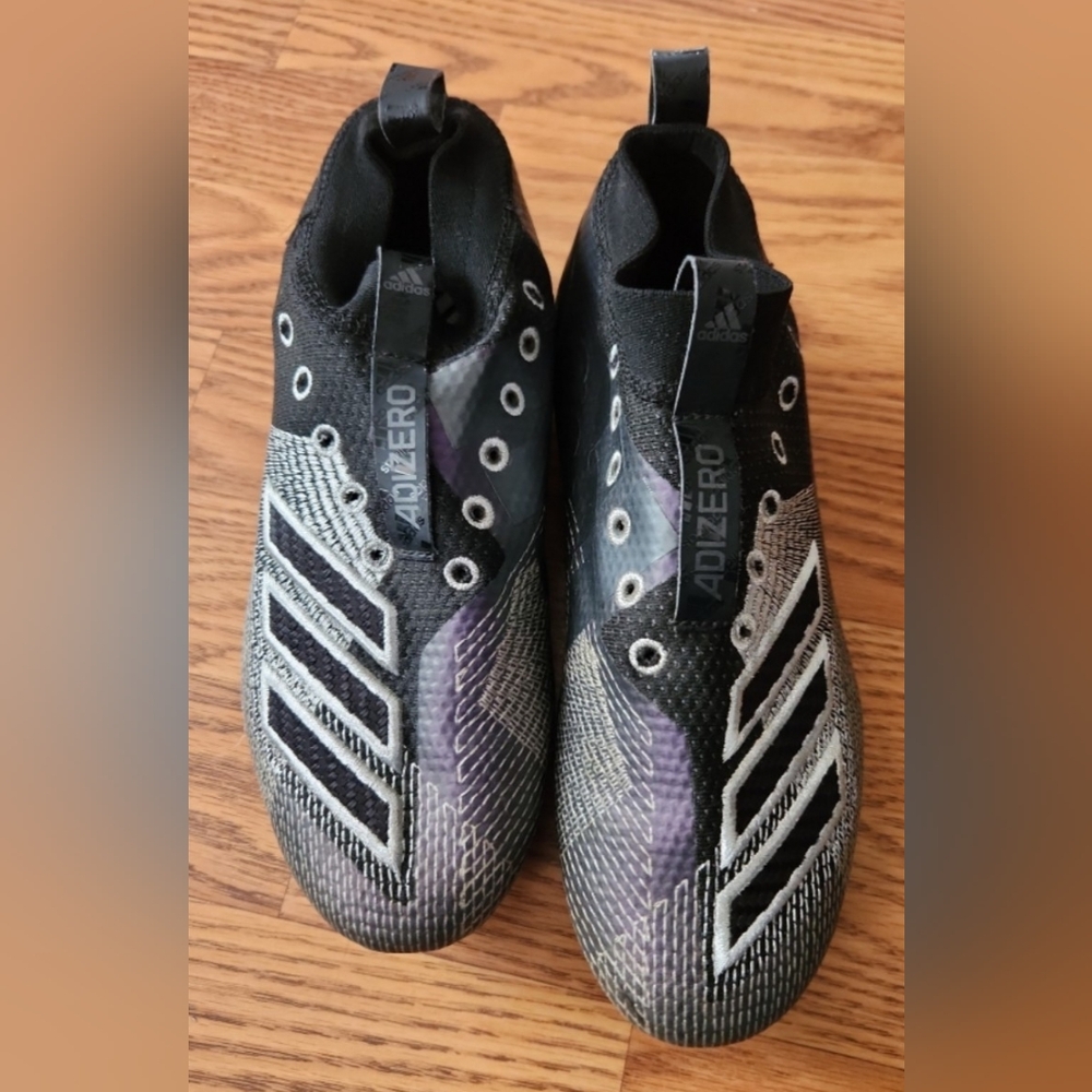 Adidas Adizero Primeknit Football Cleats - Black/Silver Iridescent
